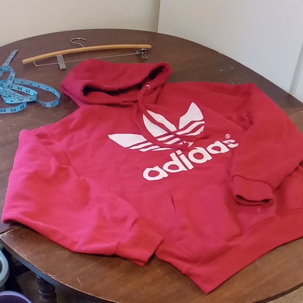 Adidas sweatshirt Hoodie red three leaf Med
